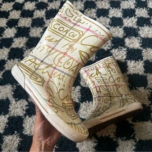 Coach poppy print rain boot
